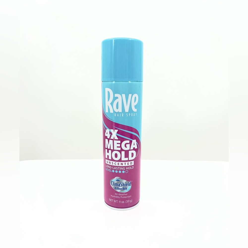 Rave 4X Mega Hold Hair Spray - Blue and Pink